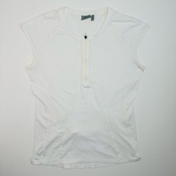 Athleta White Polyester Spandex Quarter Zip Workout Top - Picture 1 of 7